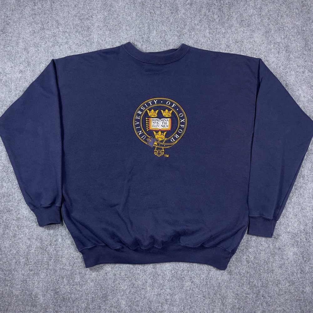University of Oxford Sweatshirt Mens XL Navy Blue Embroidered Crest Pullover